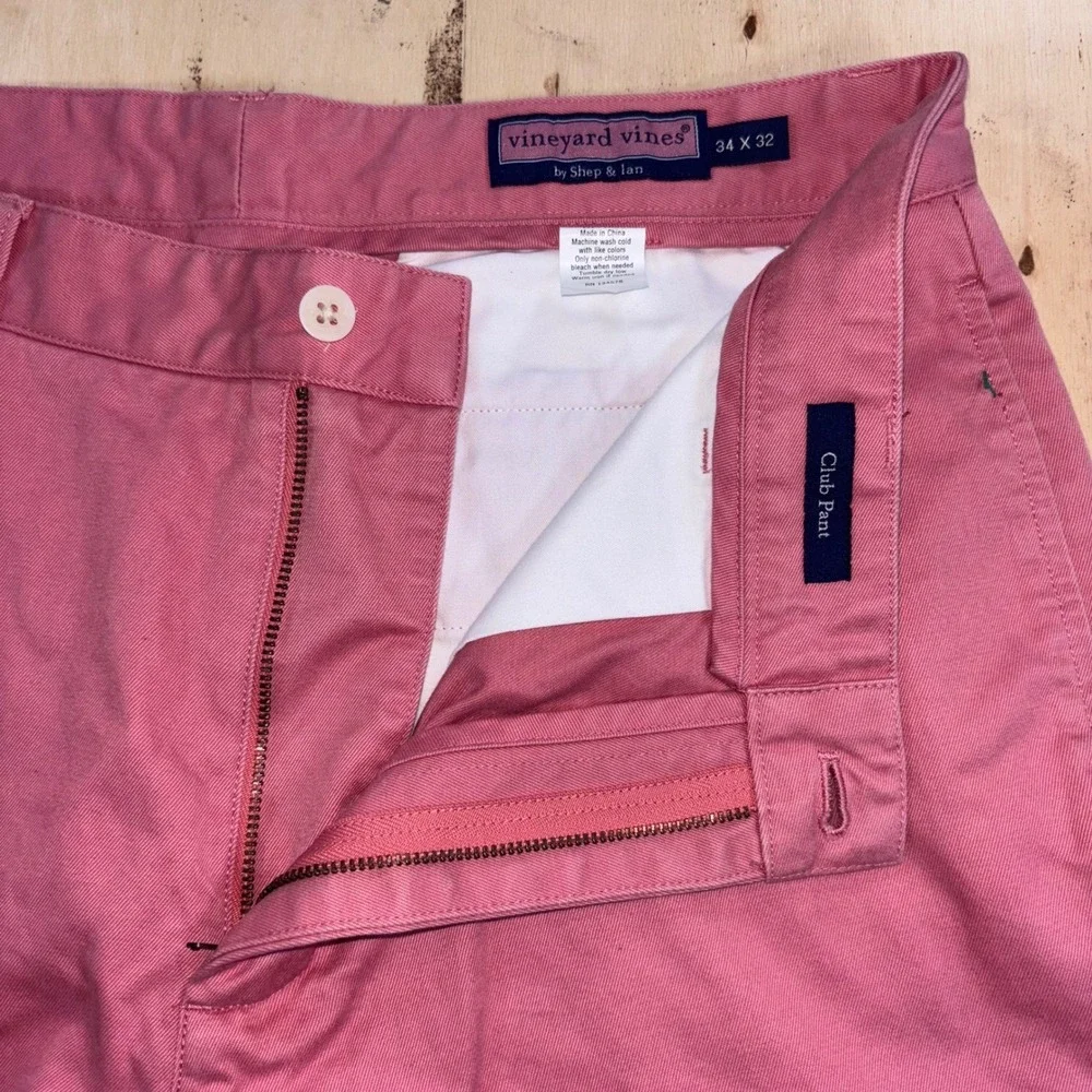 Vineyard Vines Mens 34x32 Club Pant Pink Cotton Chino Straight Leg Preppy
